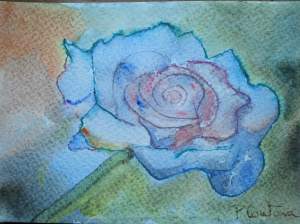 rose bleue aquarelle pascale coutoux