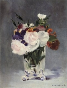 fleurs dans un vase de cristal Manet 1885