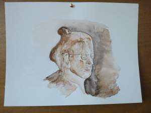 mon portrait pendant que je peignais peint par Annie Guet