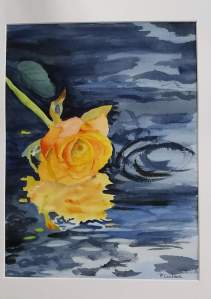 rose jaune aquarelle